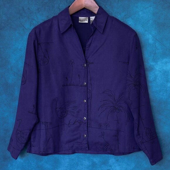 Chico's Purple Microsuede Button Shirt, Size 0 - Picture 1 of 3